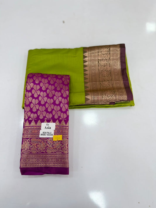 🌸 Kanchi Cotton Brocade Saree with Blouse