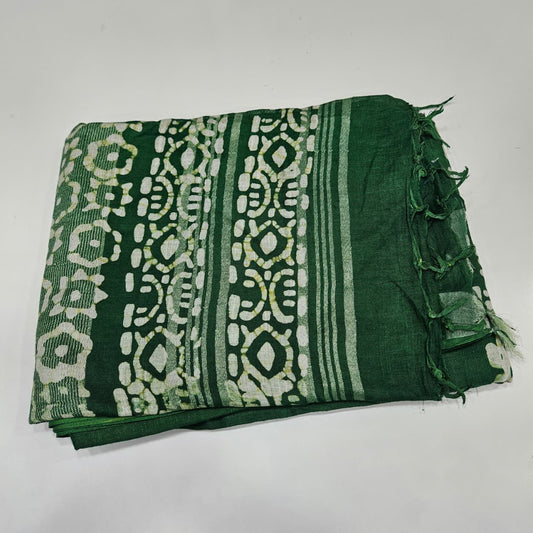 Bathic print linen cotton saree