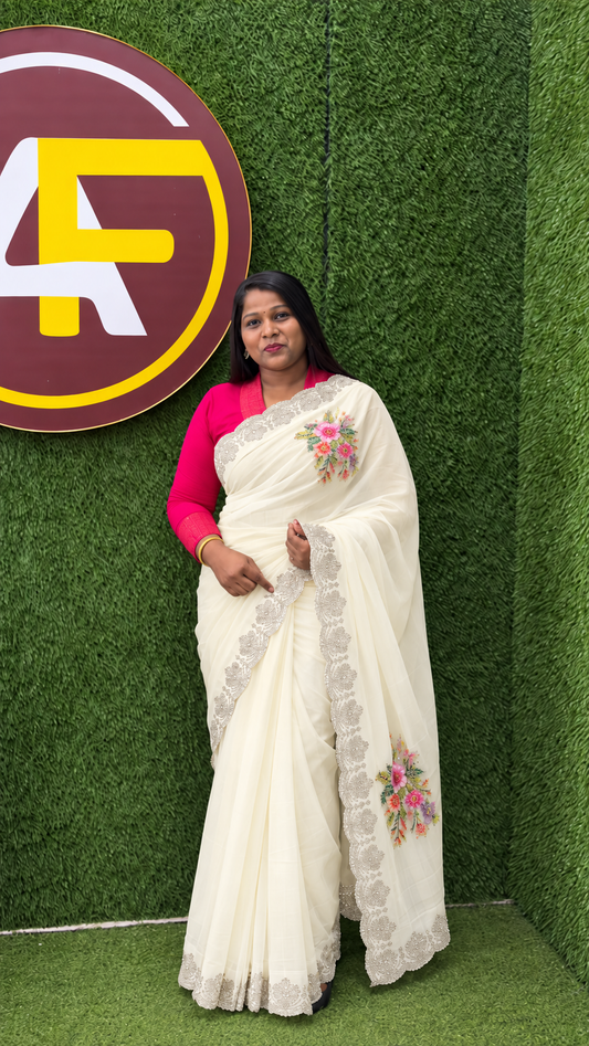 Glacing georgette fancy saree